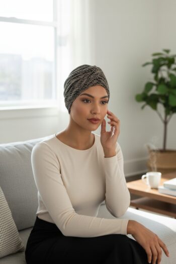 Elegancki turban damski Blanca z opaską na stałe