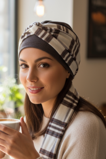 Turban Lena sweterkowa chusta na jesień także po chemioterapii Turban Lena sweterkowa chusta na jesień także po chemioterapii