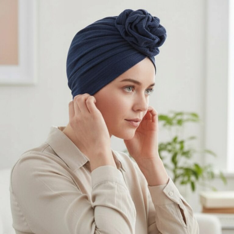 Turban Mussa 007 w odcieniu szaro-granatowym