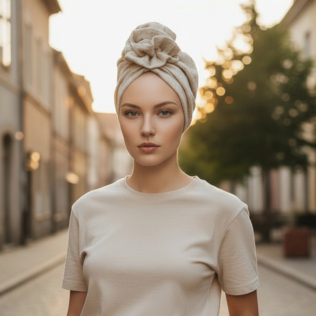 Mussa turban damski z różą Mussa turban damski z różą