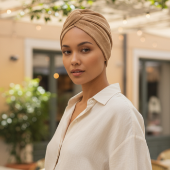 Sara turban marszczona z bawełny także po chemioterapii