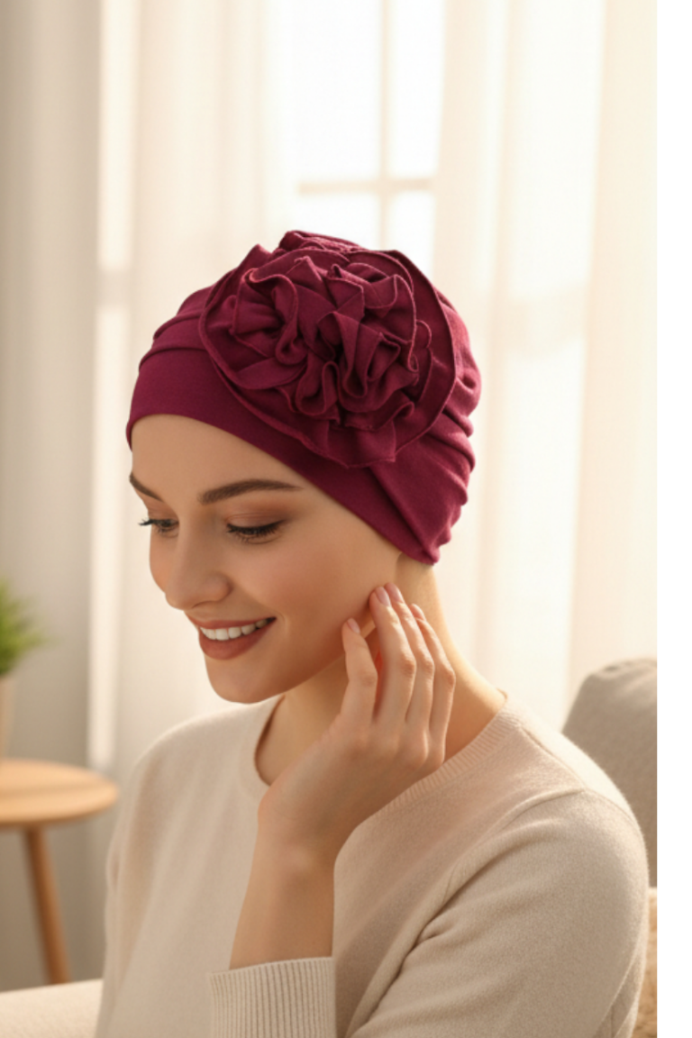 Dalia w kolorze wina z bawełny